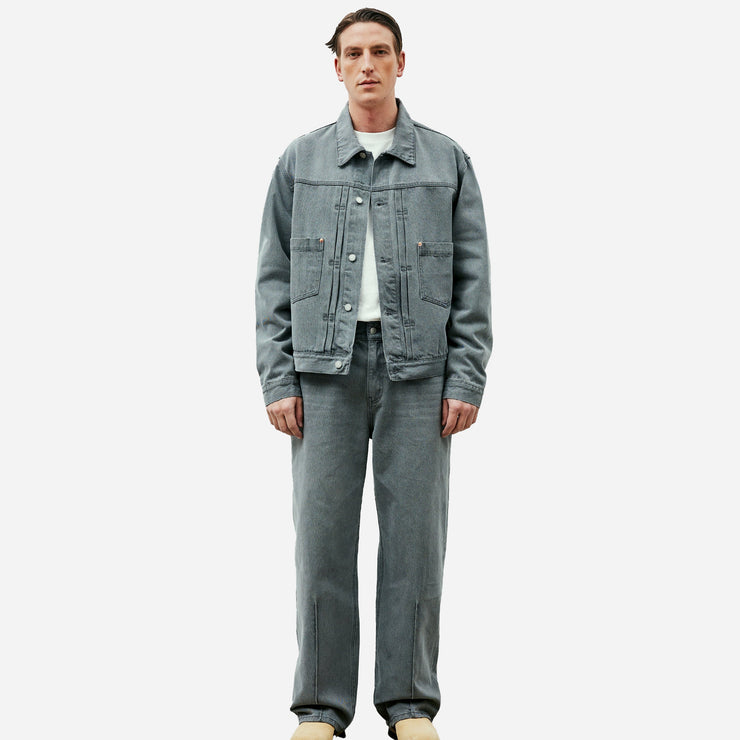 Type 2 Pin Tuck Trucker Denim Jacket - Grey Washed