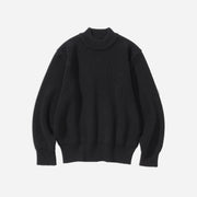 Fisherman Wool Crew Neck Knit - Black