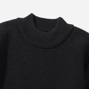 Fisherman Wool Crew Neck Knit - Black