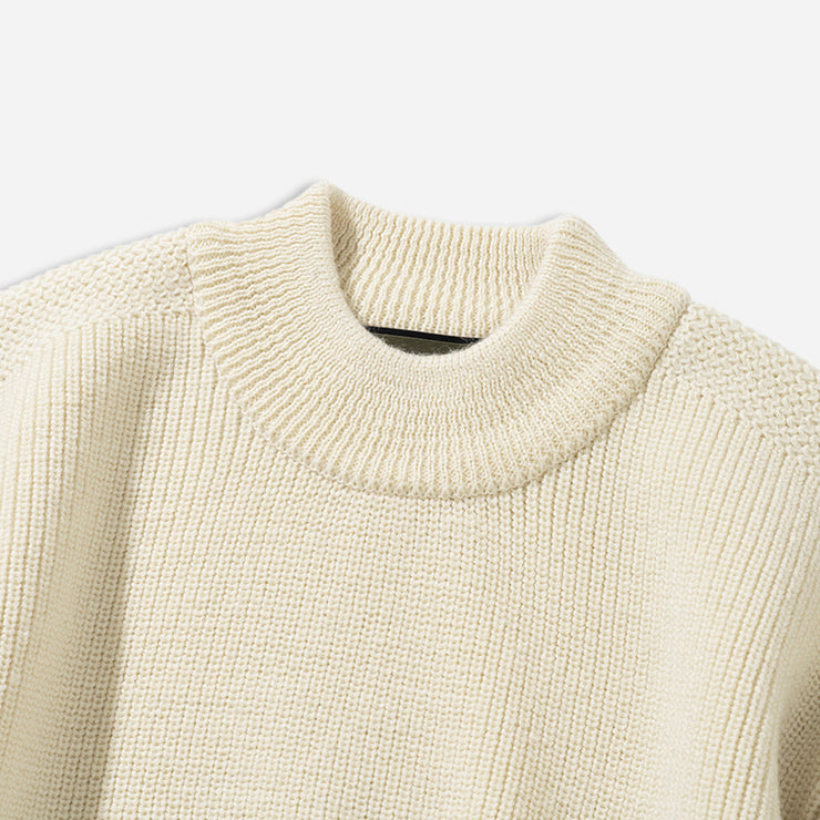 Fisherman Wool Crew Neck Knit - Cream