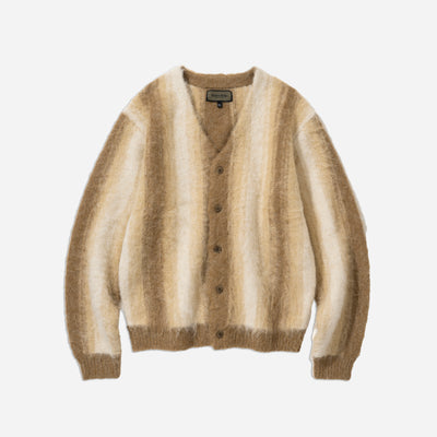 Mohair Stripe Cardigan - Beige