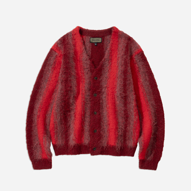 Mohair Stripe Cardigan - Red