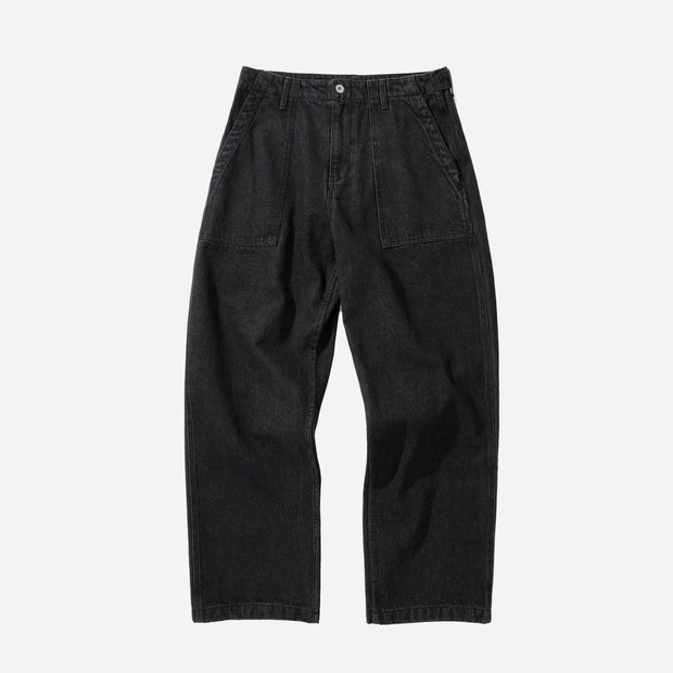 Wide Denim Fatigue Pant - Black Washed