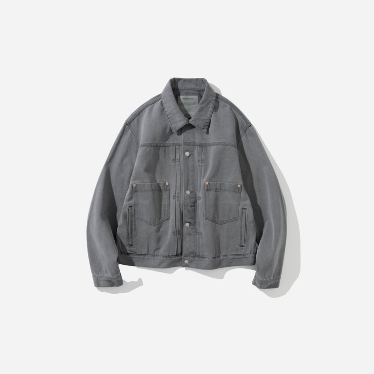 Type 2 Pin Tuck Trucker Denim Jacket - Grey Washed