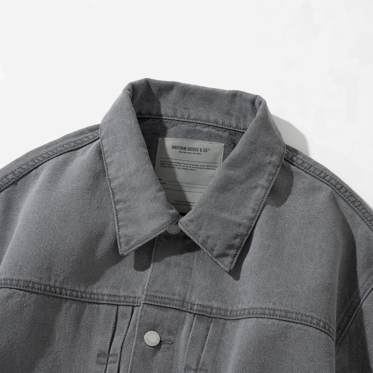 Type 2 Pin Tuck Trucker Denim Jacket - Grey Washed