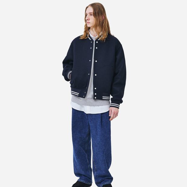 WOOL VARSITY JACKET - NAVY