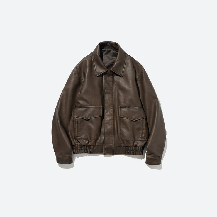 A-2 LEATHER FLIGHT JACKET (VEGAN) - BROWN - THE GREAT DIVIDE