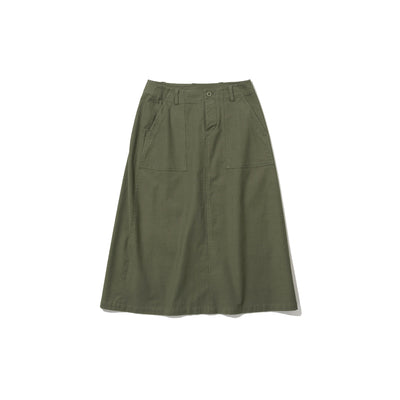 Women's Fatigue Long Skirt - Olive Green