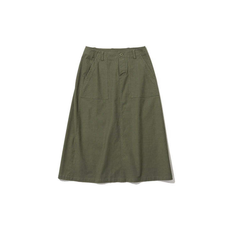 Women's Fatigue Long Skirt - Olive Green