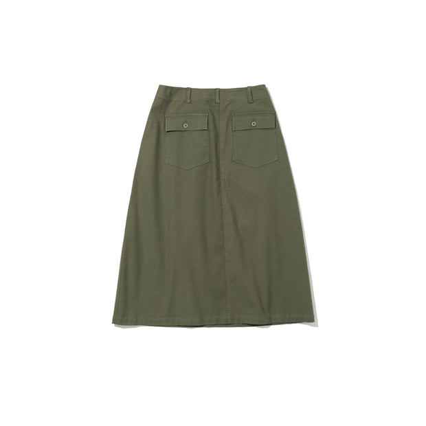 Women's Fatigue Long Skirt - Olive Green