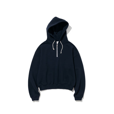 Women's Half Zip Up Hoodie - Navy