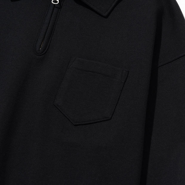 Women's Half Zip Up Sweatshirt - Black