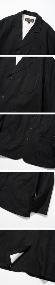Pocket Linen Blazer - Black