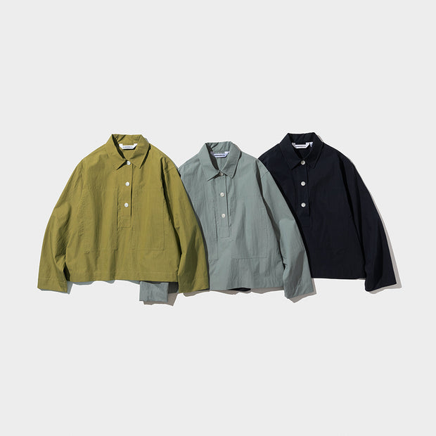 Women's Pullover Shirt Jacket - Mustard