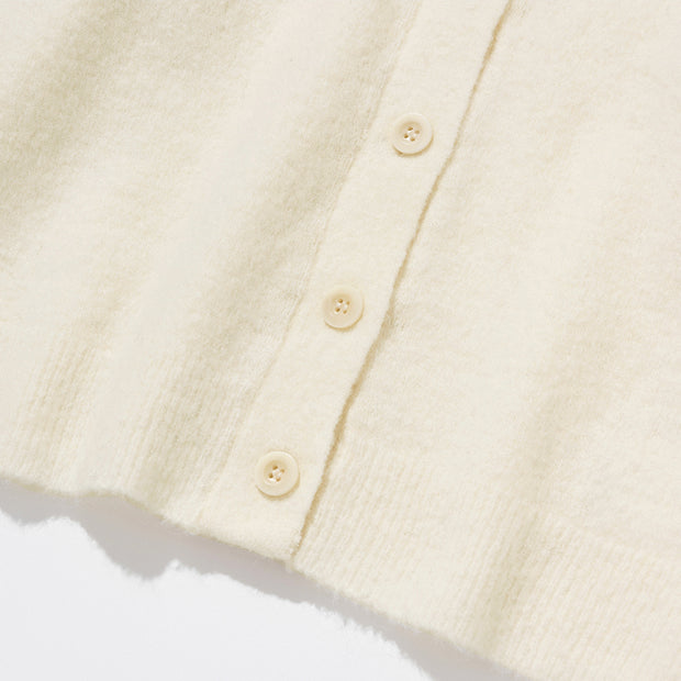 Women's V-Neck Mohair Cardigan - Ivory