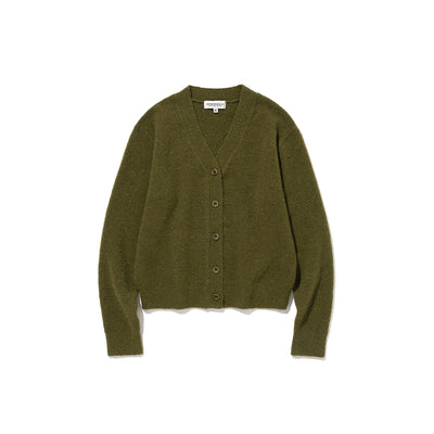 Women's V-Neck Mohair Cardigan - Olive