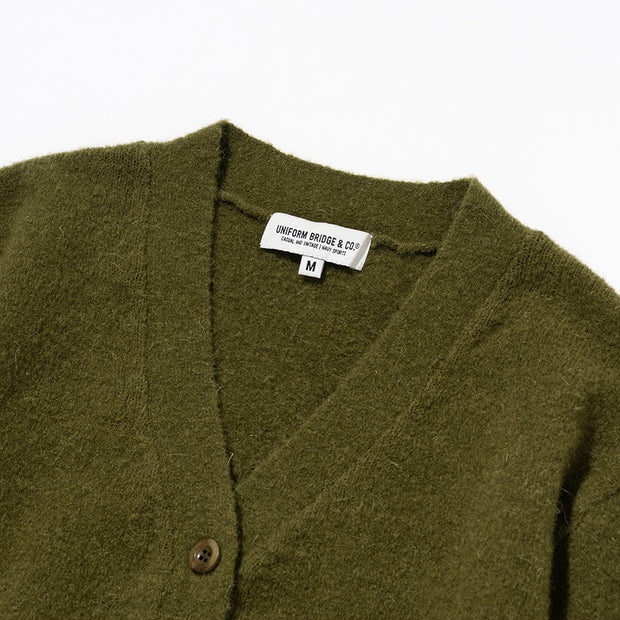 Women's V-Neck Mohair Cardigan - Olive