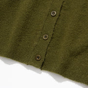 Women's V-Neck Mohair Cardigan - Olive