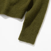 Women's V-Neck Mohair Cardigan - Olive